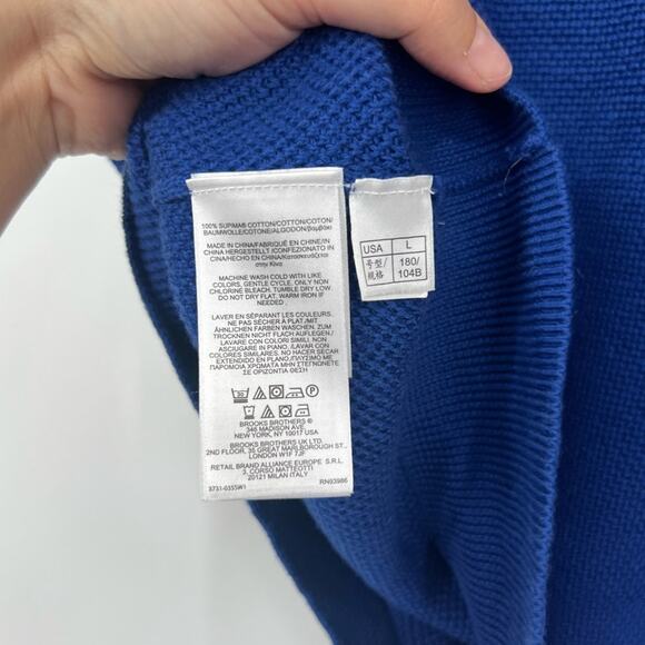 346 Brooks Brothers Supima Cotton Blue Sleeveless Sweater Vest - Picture 5 of 5